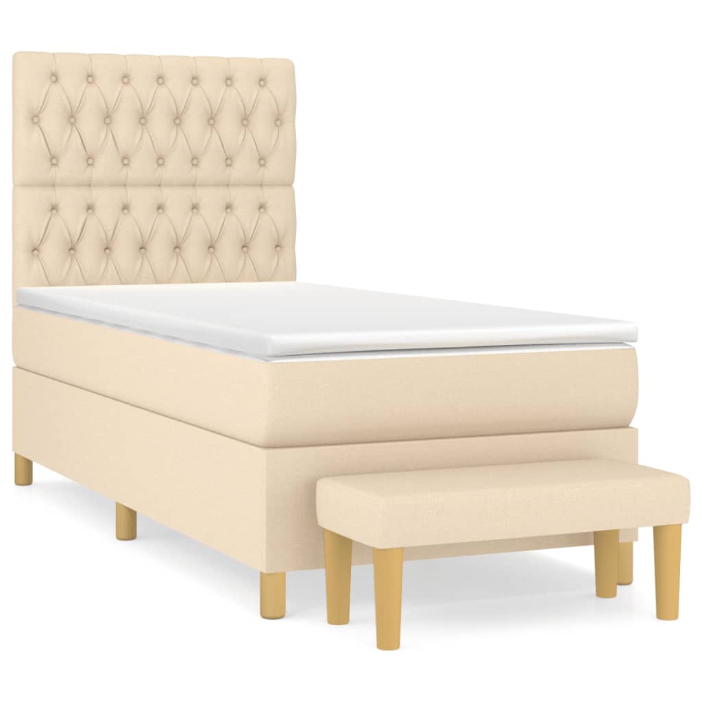 Boxspring met matras stof crèmekleurig 100x200 cm is nu te koop bij PeponiXL, paradijselijk wonen!