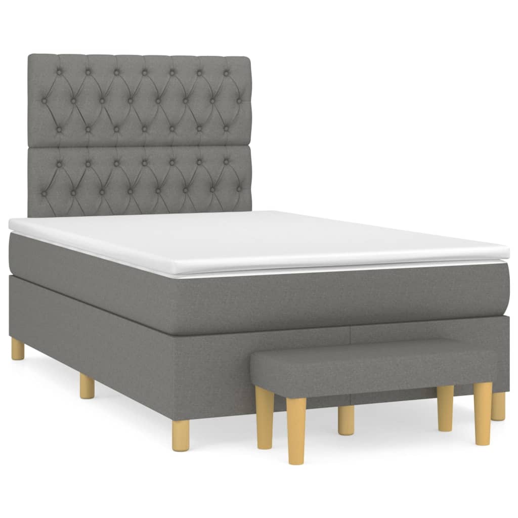 Boxspring met matras stof donkergrijs 120x200 cm is nu te koop bij PeponiXL, paradijselijk wonen!