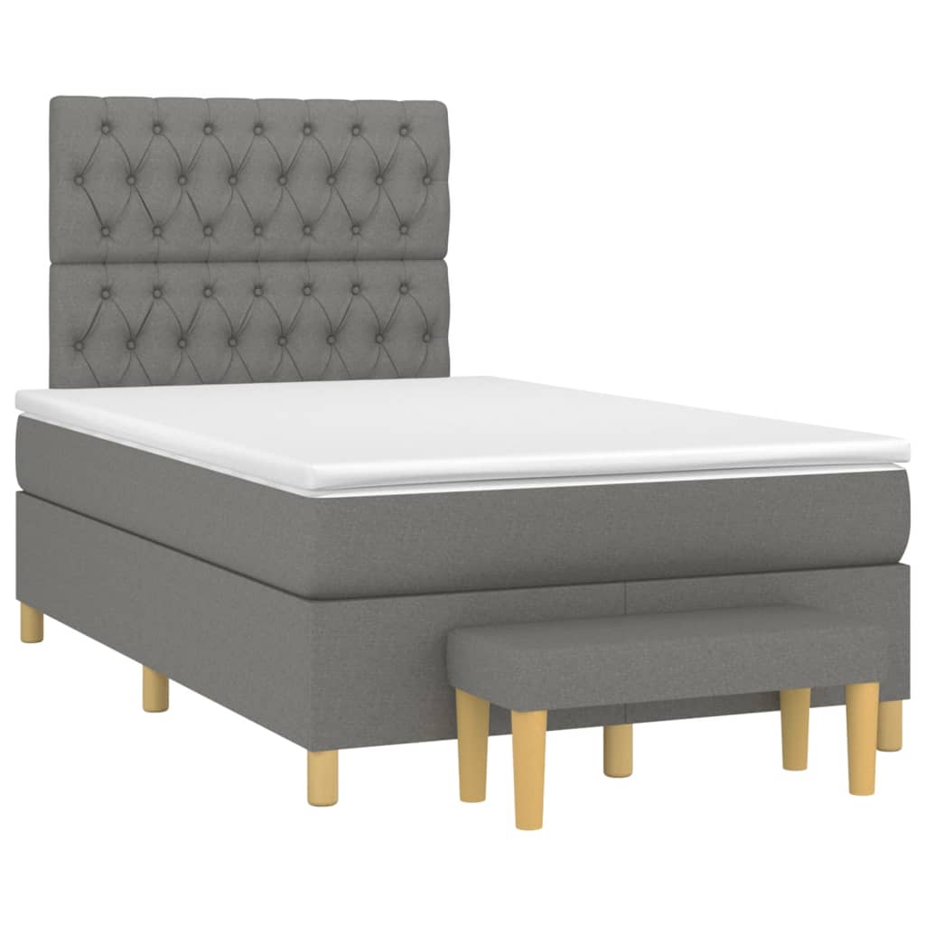 Boxspring met matras stof donkergrijs 120x200 cm is nu te koop bij PeponiXL, paradijselijk wonen!
