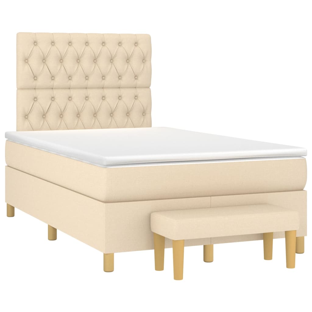 Boxspring met matras stof crèmekleurig 120x200 cm is nu te koop bij PeponiXL, paradijselijk wonen!