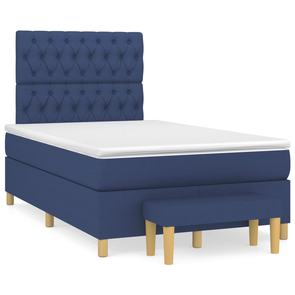 Boxspring met matras stof blauw 120x200 cm is nu te koop bij PeponiXL, paradijselijk wonen!