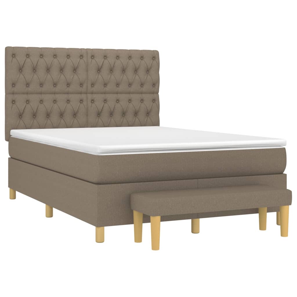Boxspring met matras stof taupe 140x200 cm is nu te koop bij PeponiXL, paradijselijk wonen!