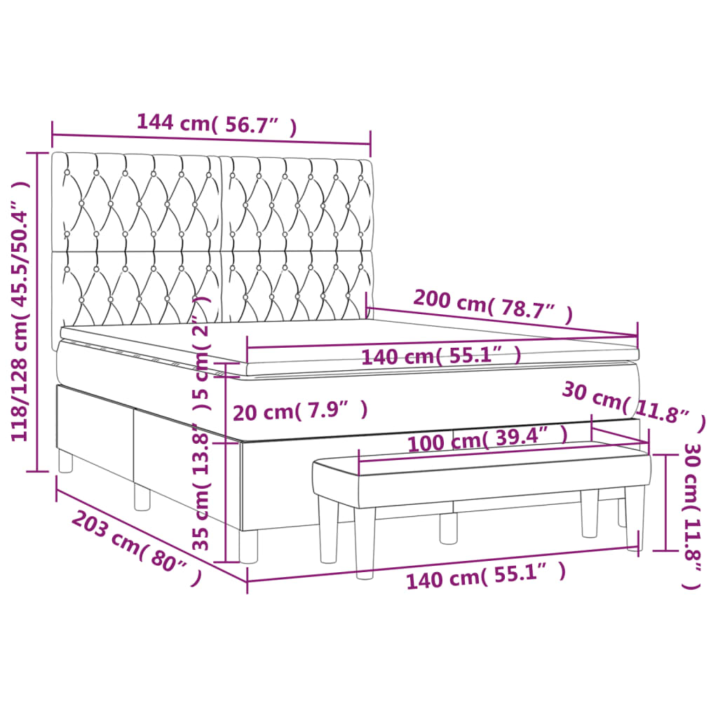 Boxspring met matras stof taupe 140x200 cm is nu te koop bij PeponiXL, paradijselijk wonen!