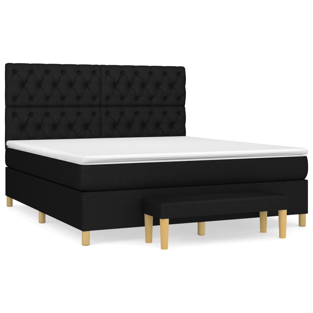 Boxspring met matras stof zwart 160x200 cm is nu te koop bij PeponiXL, paradijselijk wonen!