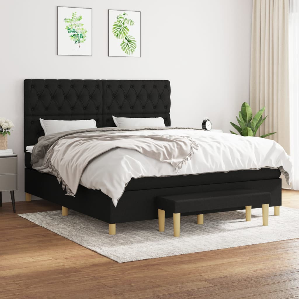 Boxspring met matras stof zwart 160x200 cm is nu te koop bij PeponiXL, paradijselijk wonen!