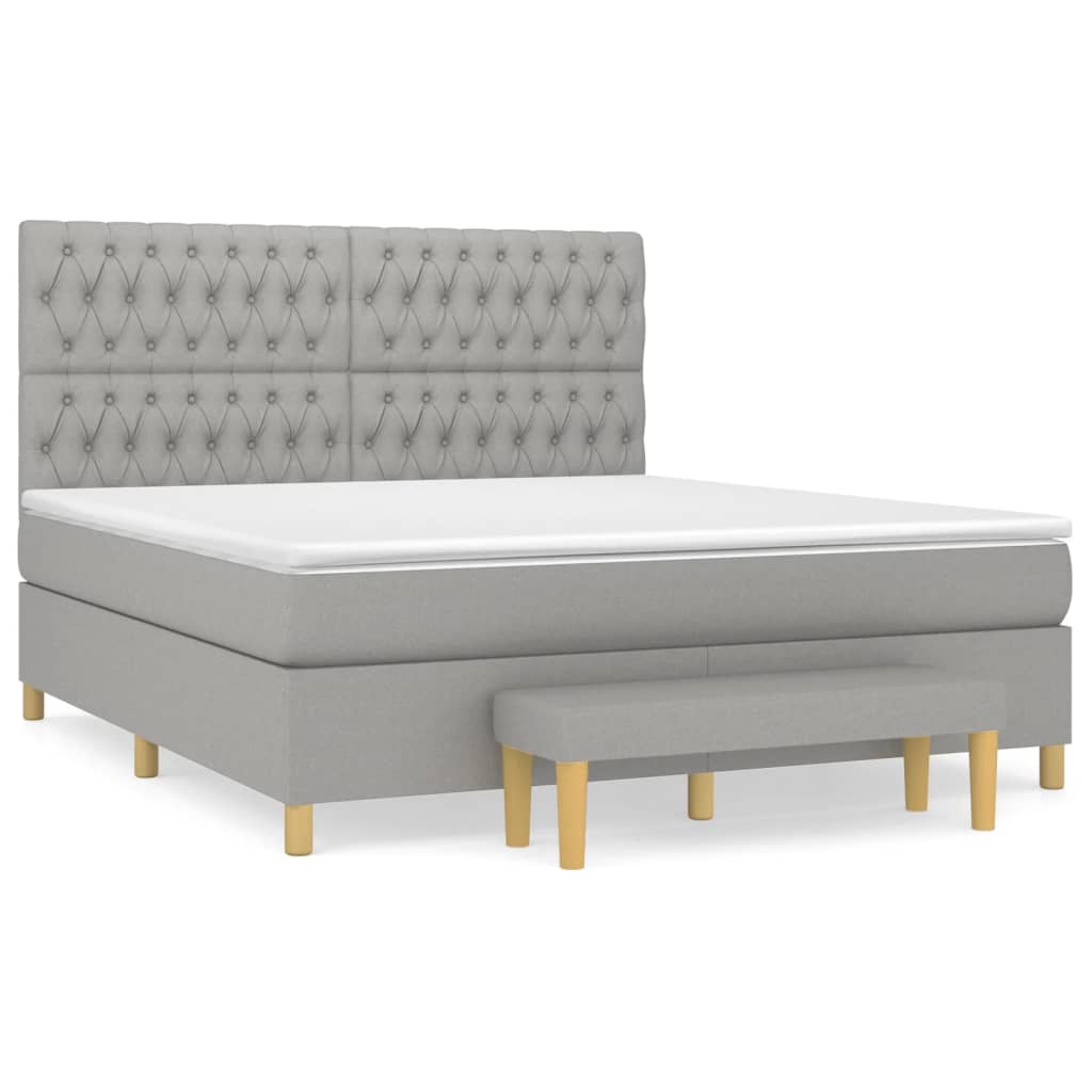Boxspring met matras stof lichtgrijs 180x200 cm is nu te koop bij PeponiXL, paradijselijk wonen!