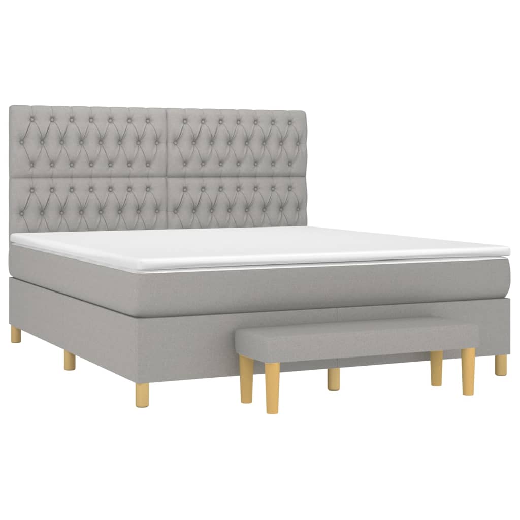 Boxspring met matras stof lichtgrijs 180x200 cm is nu te koop bij PeponiXL, paradijselijk wonen!