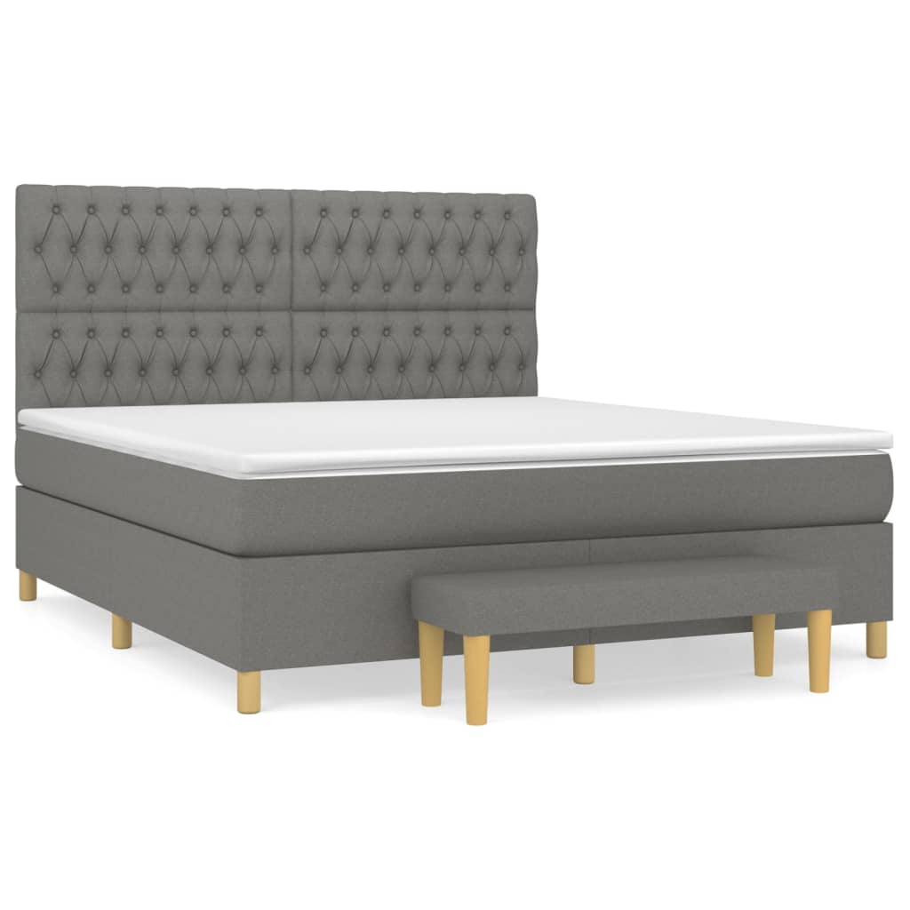 Boxspring met matras stof donkergrijs 180x200 cm is nu te koop bij PeponiXL, paradijselijk wonen!