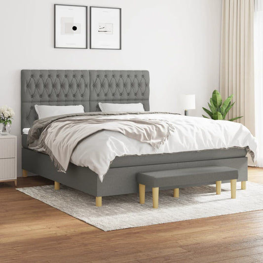 Boxspring met matras stof donkergrijs 180x200 cm is nu te koop bij PeponiXL, paradijselijk wonen!
