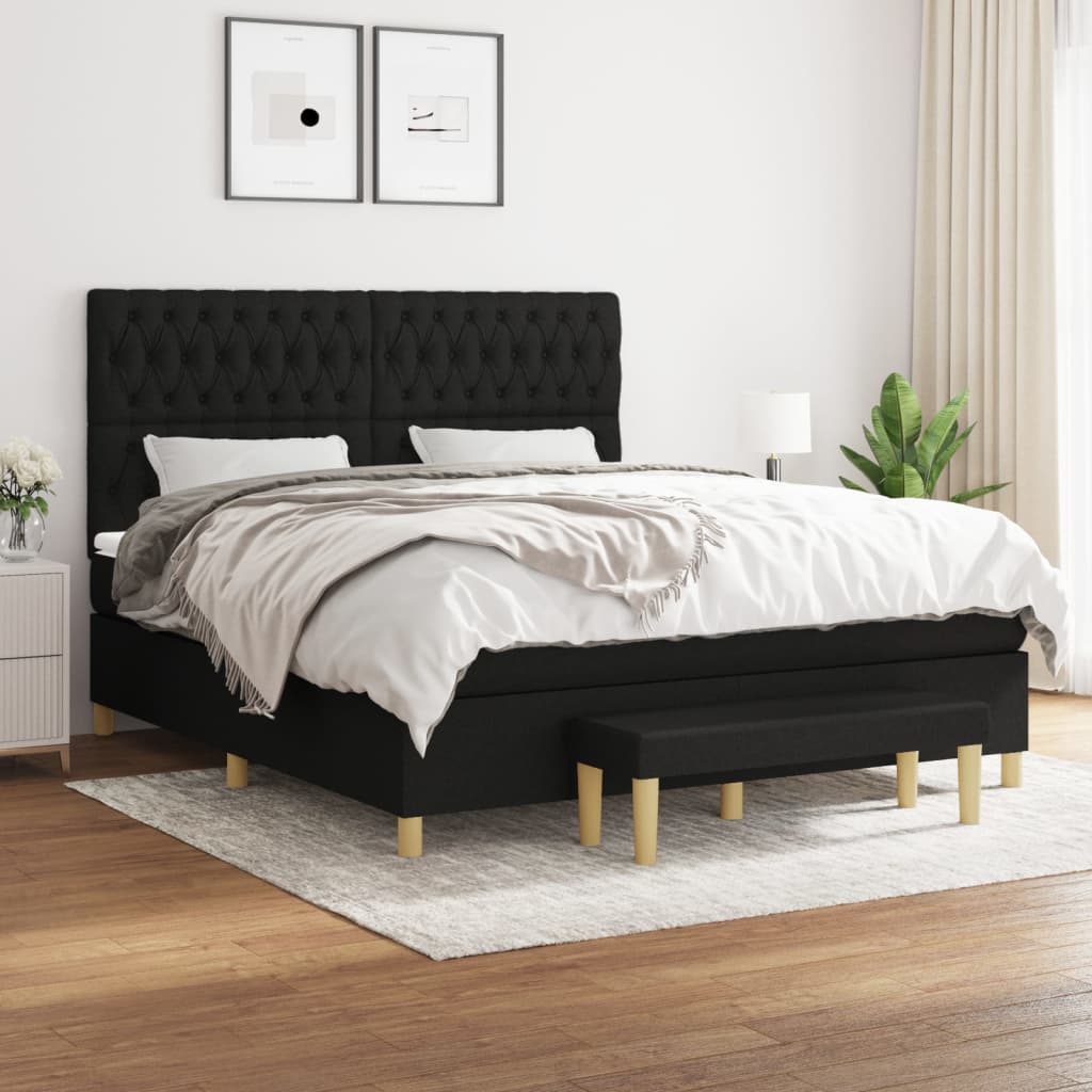 Boxspring met matras stof zwart 180x200 cm is nu te koop bij PeponiXL, paradijselijk wonen!