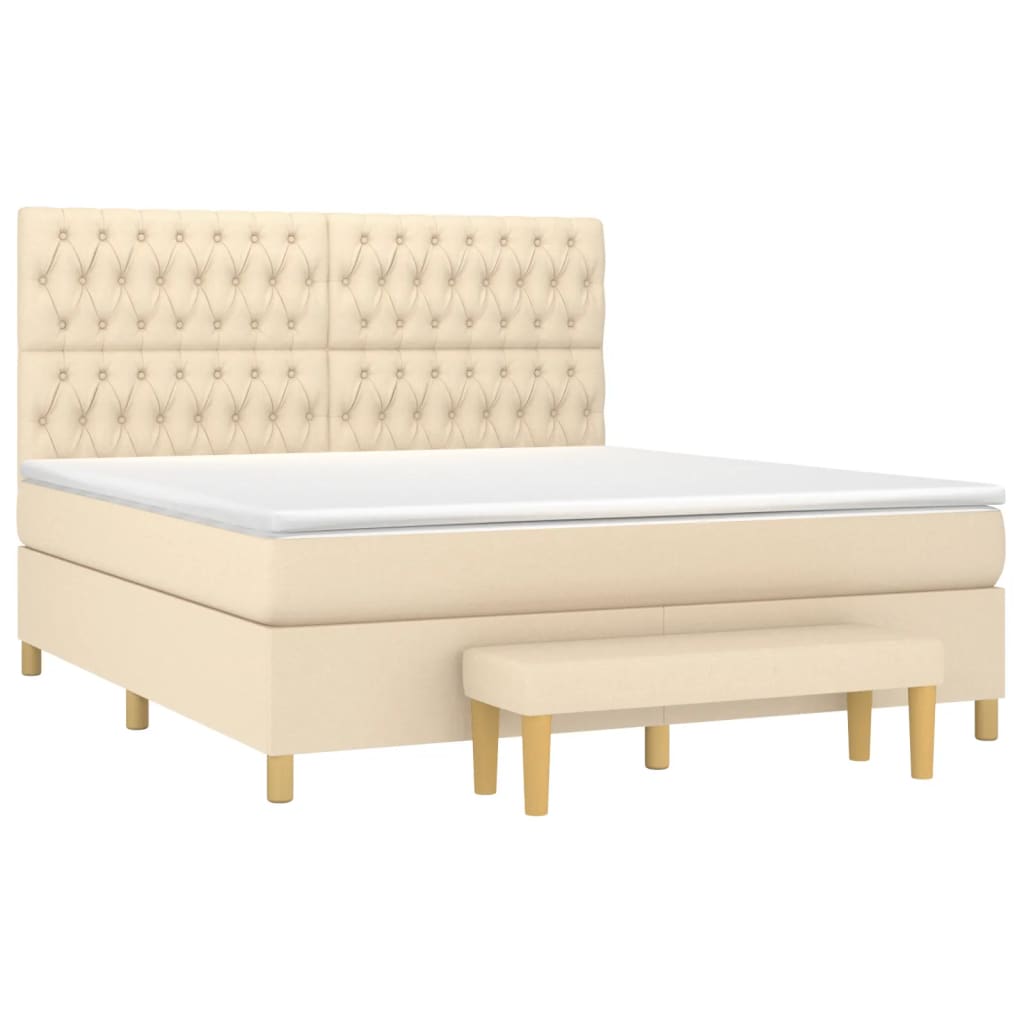 Boxspring met matras stof crèmekleurig 180x200 cm is nu te koop bij PeponiXL, paradijselijk wonen!
