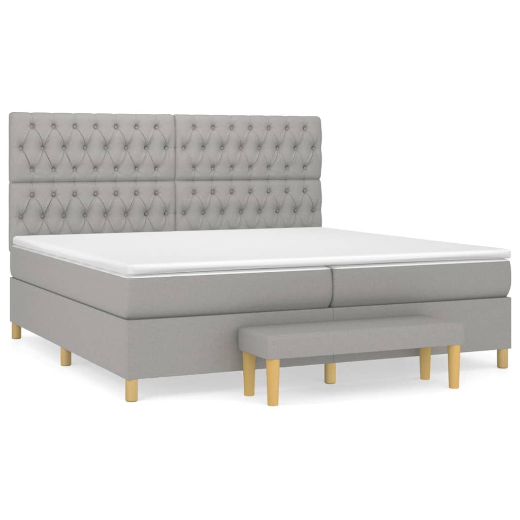 Boxspring met matras stof lichtgrijs 200x200 cm is nu te koop bij PeponiXL, paradijselijk wonen!