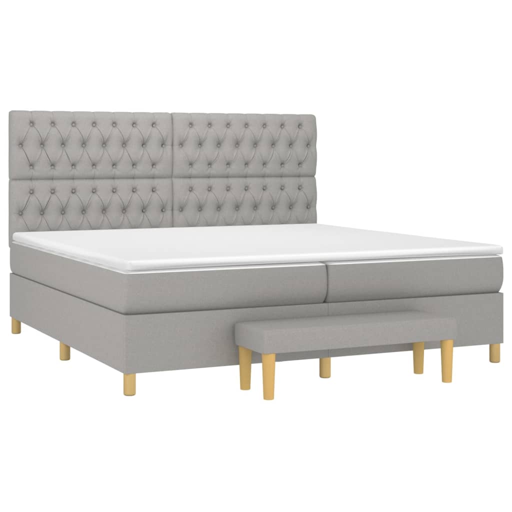 Boxspring met matras stof lichtgrijs 200x200 cm is nu te koop bij PeponiXL, paradijselijk wonen!