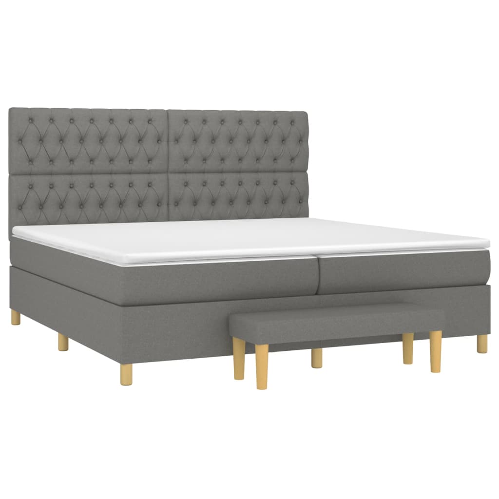 Boxspring met matras stof donkergrijs 200x200 cm is nu te koop bij PeponiXL, paradijselijk wonen!