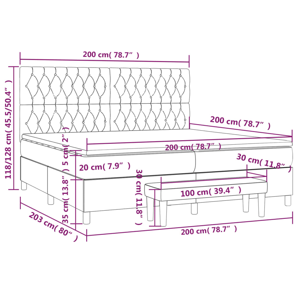Boxspring met matras stof donkergrijs 200x200 cm is nu te koop bij PeponiXL, paradijselijk wonen!