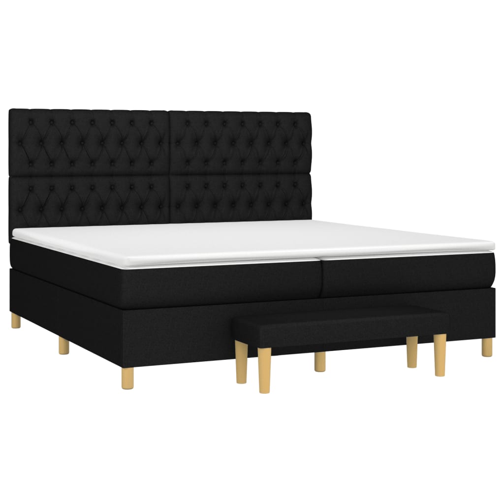 Boxspring met matras stof zwart 200x200 cm is nu te koop bij PeponiXL, paradijselijk wonen!