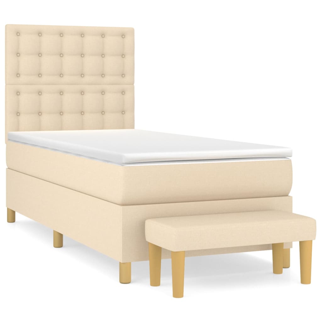 Boxspring met matras stof crèmekleurig 80x200 cm is nu te koop bij PeponiXL, paradijselijk wonen!