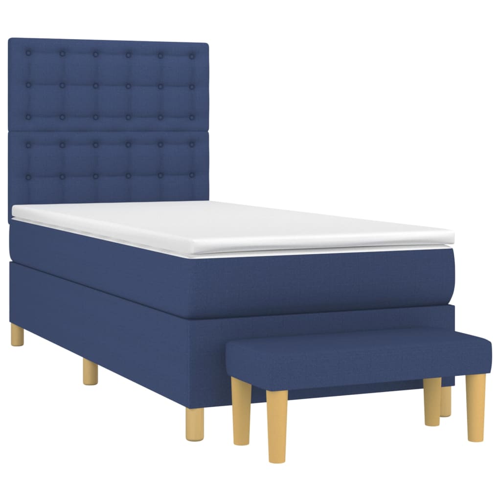 Boxspring met matras stof blauw 90x190 cm is nu te koop bij PeponiXL, paradijselijk wonen!