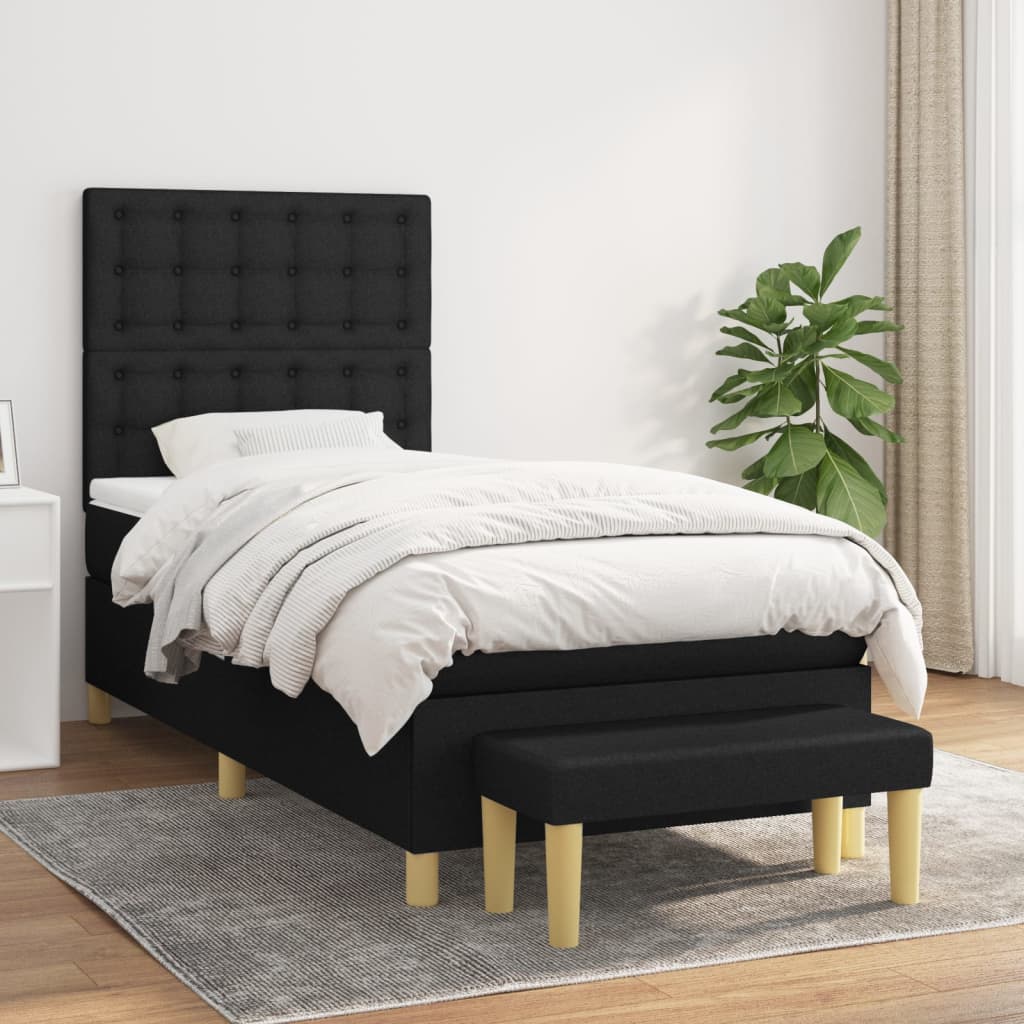 Boxspring met matras stof zwart 90x200 cm is nu te koop bij PeponiXL, paradijselijk wonen!