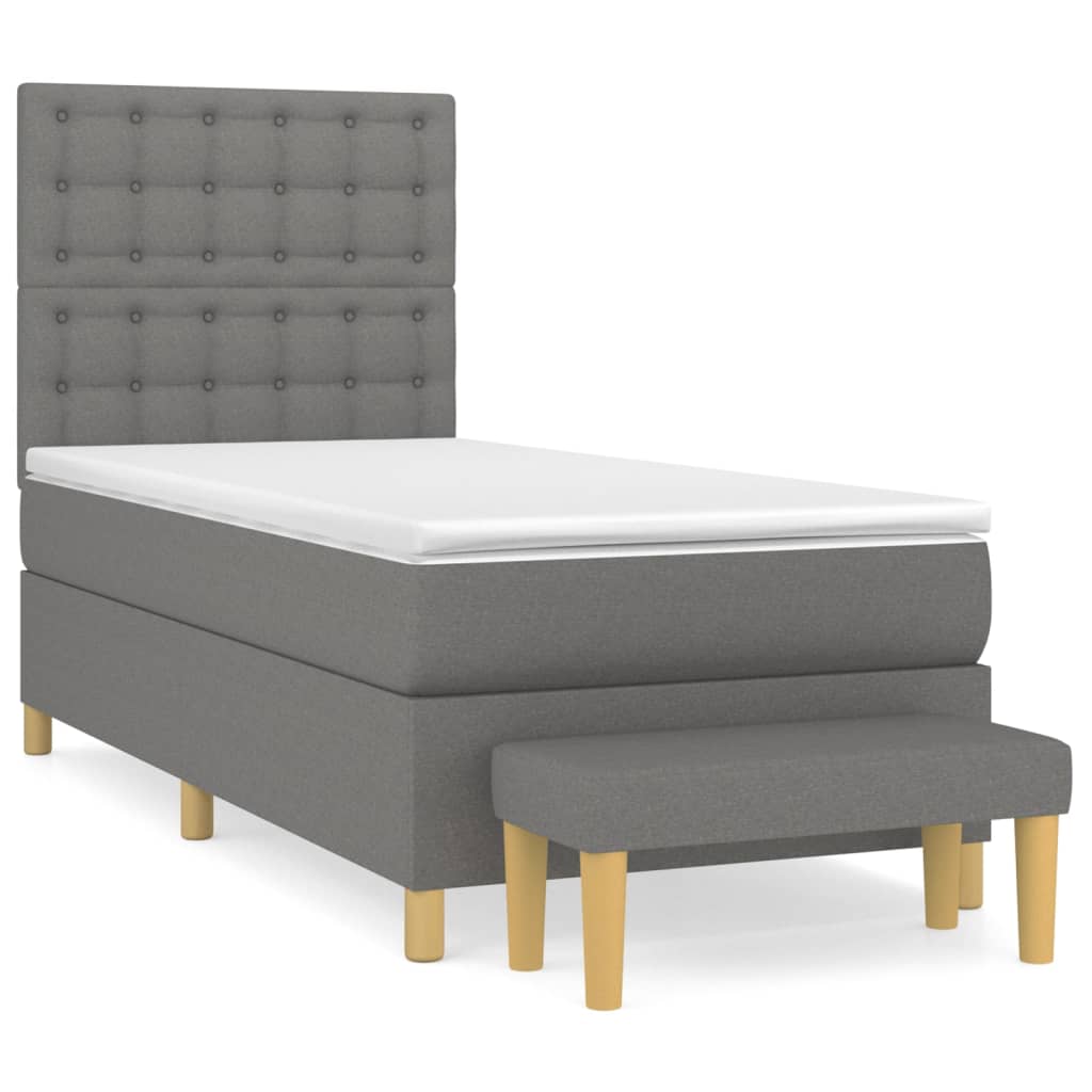 Boxspring met matras stof donkergrijs 100x200 cm is nu te koop bij PeponiXL, paradijselijk wonen!