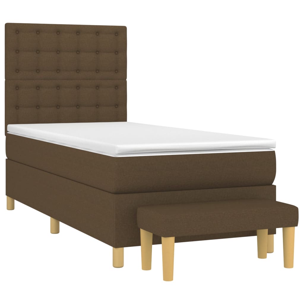 Boxspring met matras stof donkerbruin 100x200 cm is nu te koop bij PeponiXL, paradijselijk wonen!