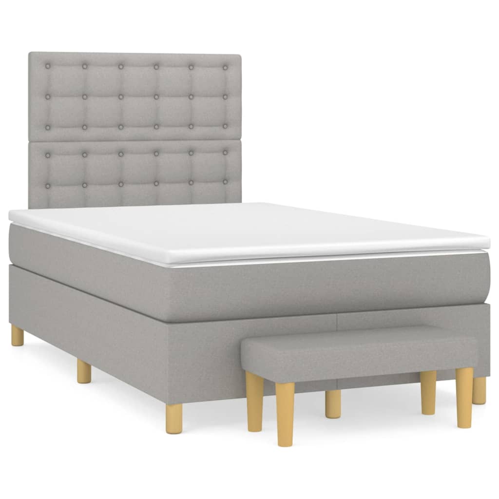 Boxspring met matras stof lichtgrijs 120x200 cm is nu te koop bij PeponiXL, paradijselijk wonen!