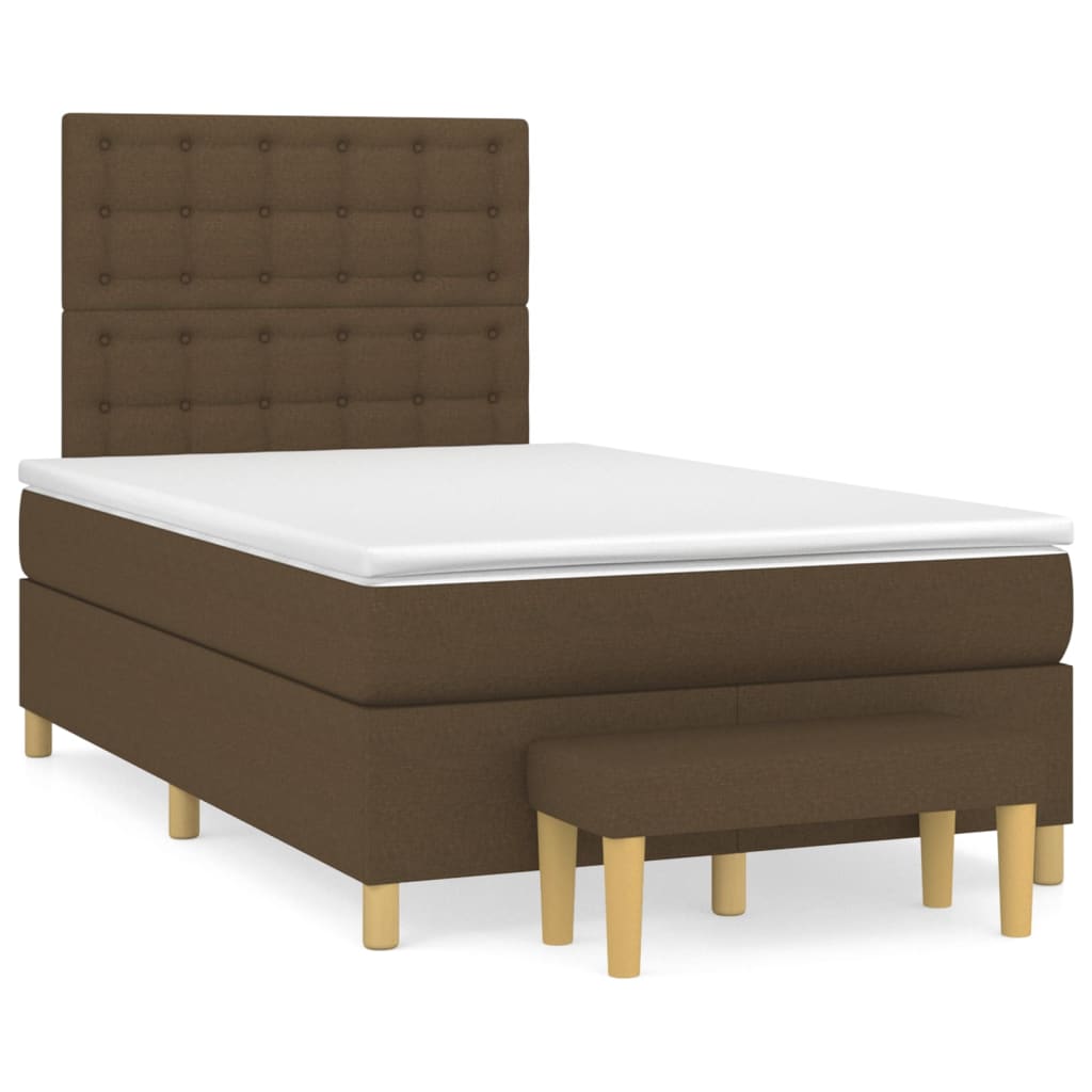 Boxspring met matras stof donkerbruin 120x200 cm is nu te koop bij PeponiXL, paradijselijk wonen!
