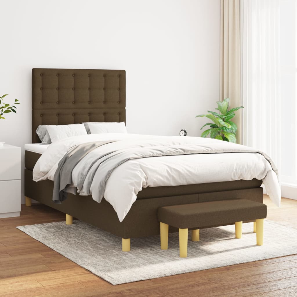 Boxspring met matras stof donkerbruin 120x200 cm is nu te koop bij PeponiXL, paradijselijk wonen!