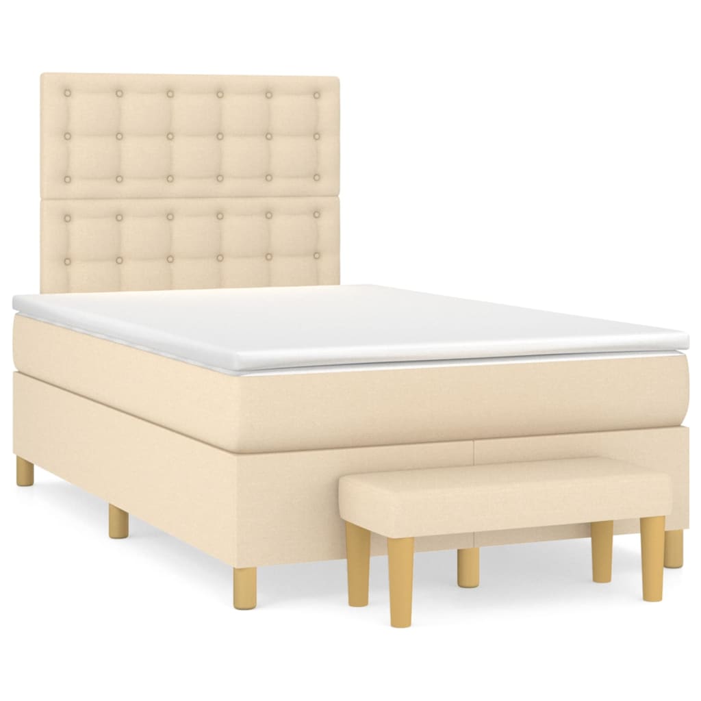 Boxspring met matras stof crèmekleurig 120x200 cm is nu te koop bij PeponiXL, paradijselijk wonen!