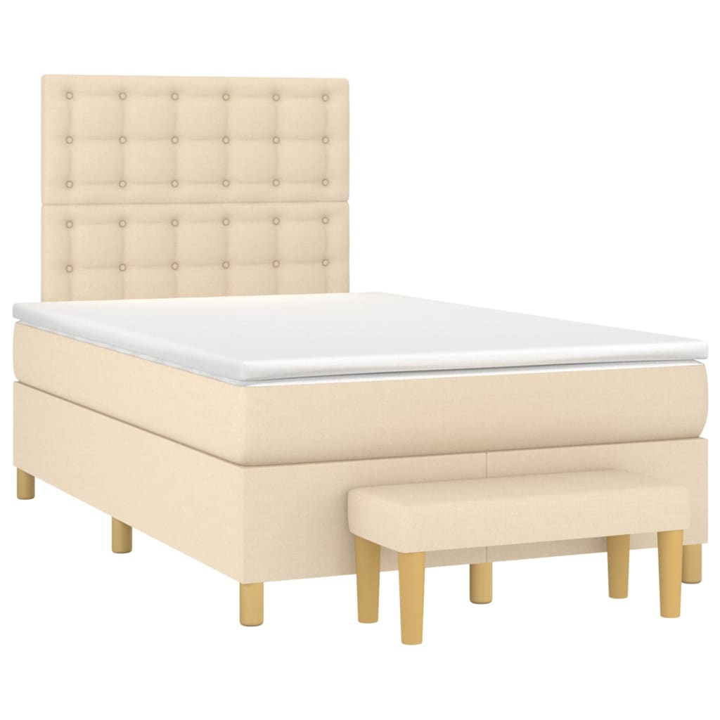 Boxspring met matras stof crèmekleurig 120x200 cm is nu te koop bij PeponiXL, paradijselijk wonen!