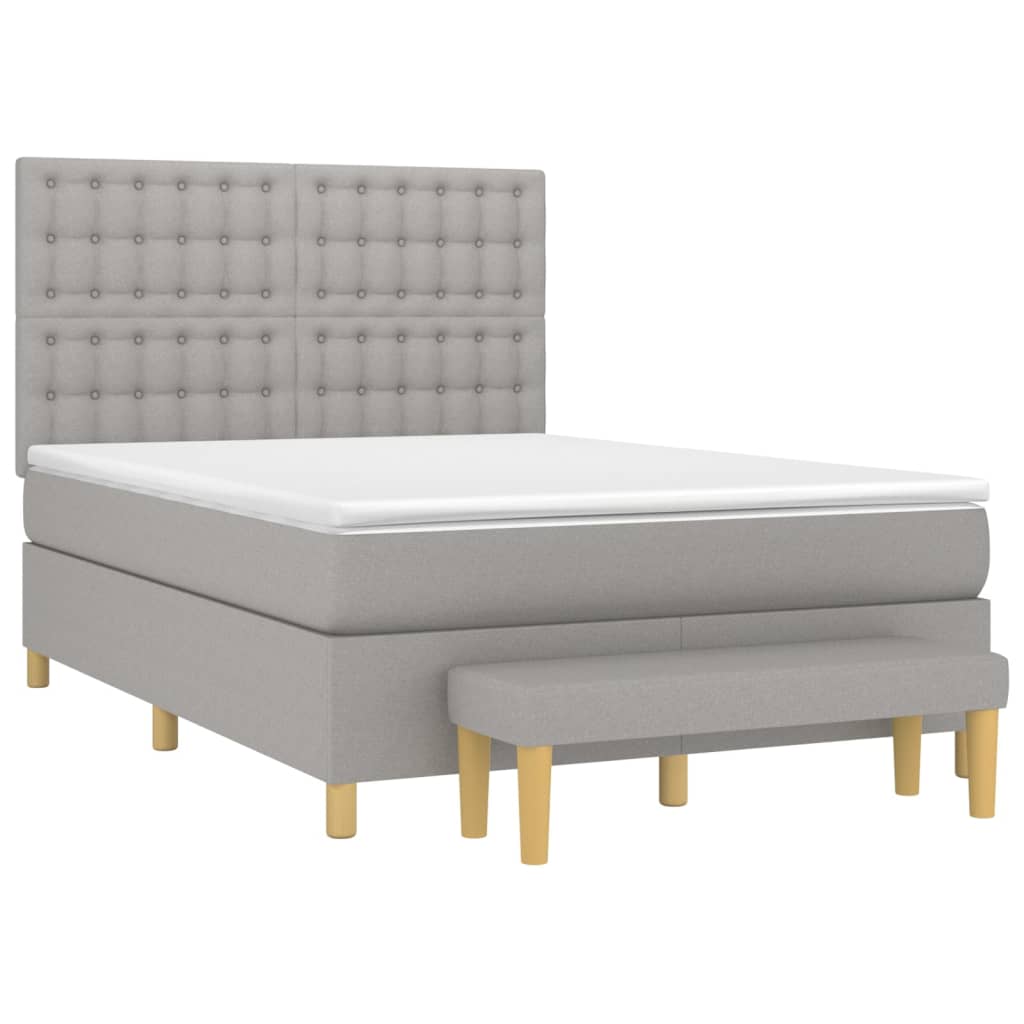 Boxspring met matras stof lichtgrijs 140x190 cm is nu te koop bij PeponiXL, paradijselijk wonen!