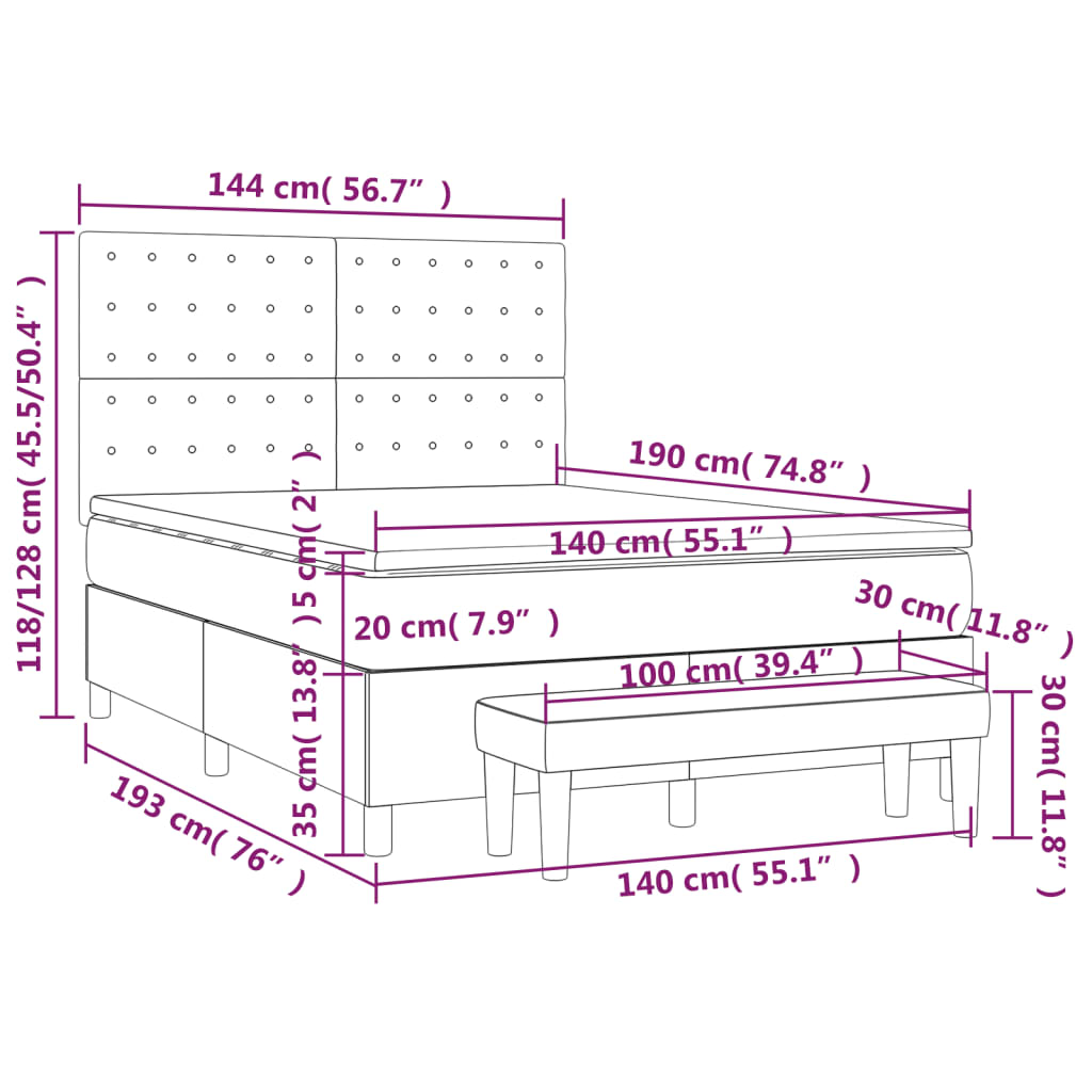 Boxspring met matras stof lichtgrijs 140x190 cm is nu te koop bij PeponiXL, paradijselijk wonen!