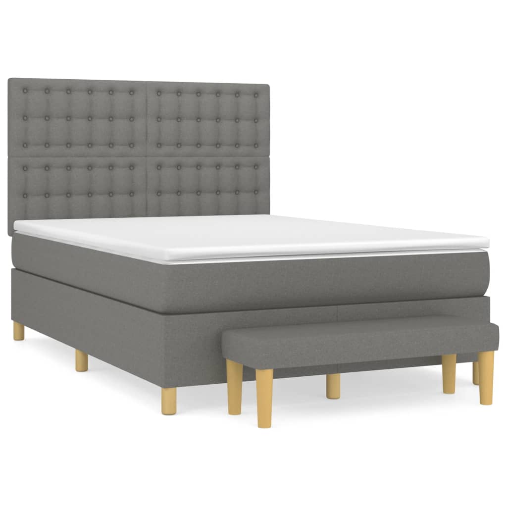 Boxspring met matras stof donkergrijs 140x190 cm is nu te koop bij PeponiXL, paradijselijk wonen!
