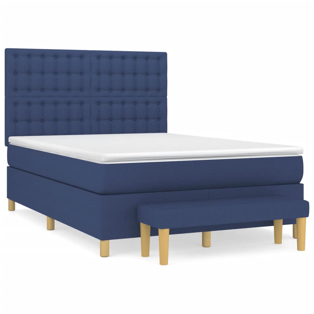 Boxspring met matras stof blauw 140x190 cm is nu te koop bij PeponiXL, paradijselijk wonen!
