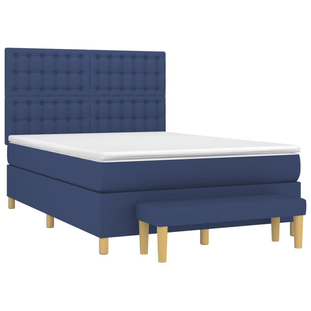 Boxspring met matras stof blauw 140x190 cm is nu te koop bij PeponiXL, paradijselijk wonen!