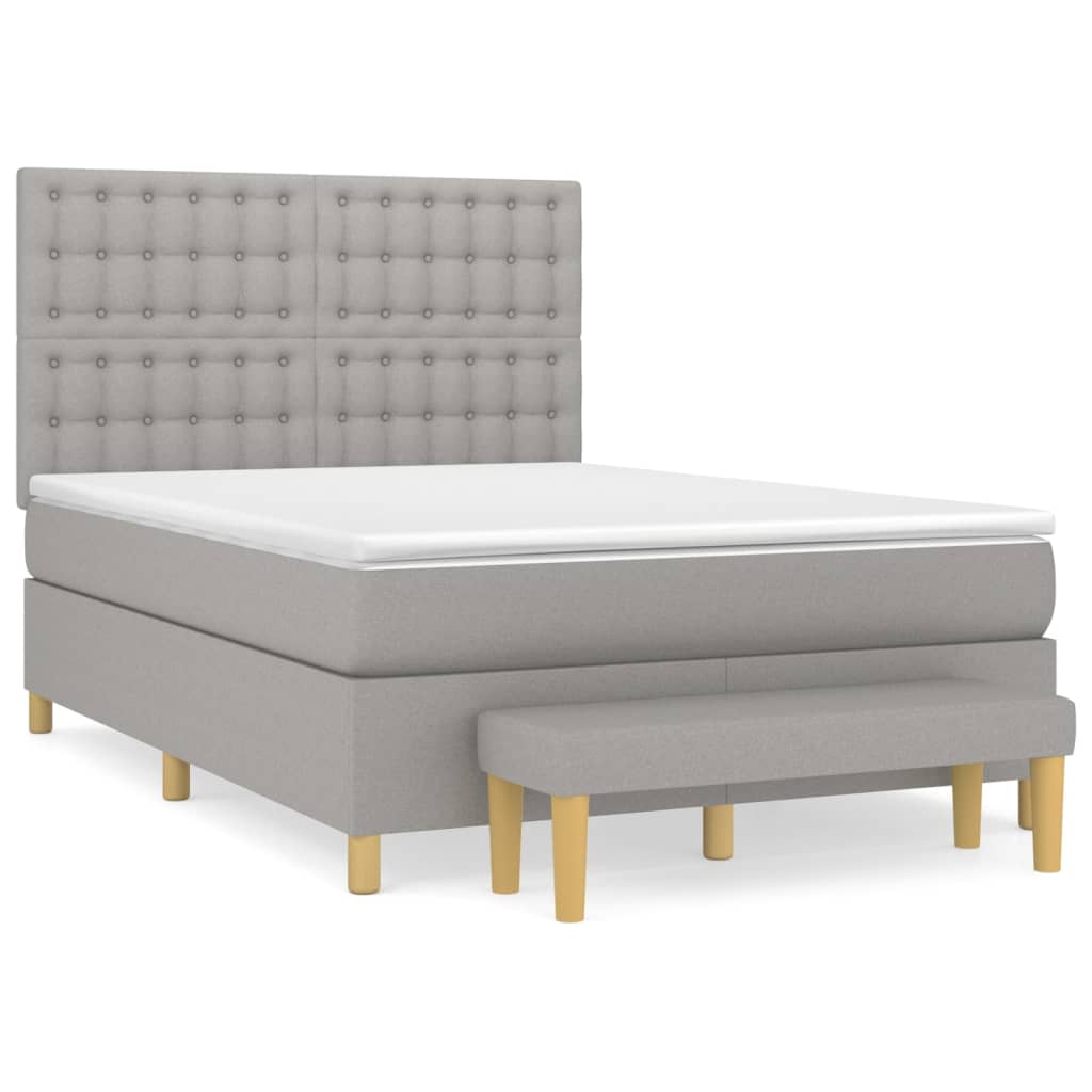 Boxspring met matras stof lichtgrijs 140x200 cm is nu te koop bij PeponiXL, paradijselijk wonen!