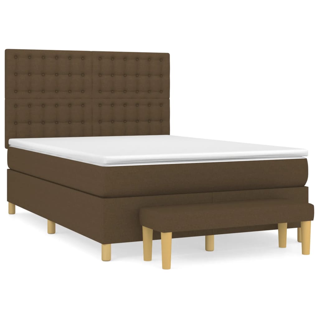 Boxspring met matras stof donkerbruin 140x200 cm is nu te koop bij PeponiXL, paradijselijk wonen!