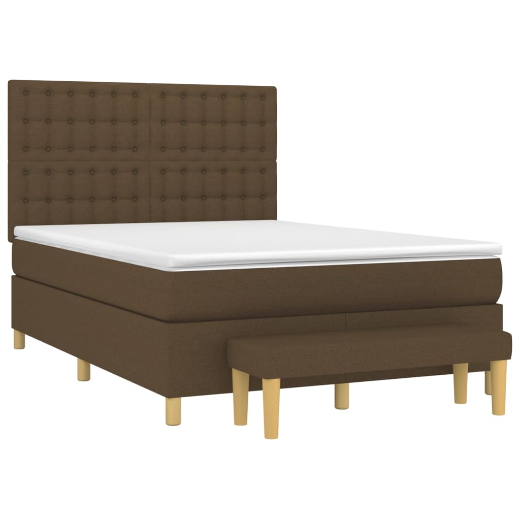 Boxspring met matras stof donkerbruin 140x200 cm is nu te koop bij PeponiXL, paradijselijk wonen!