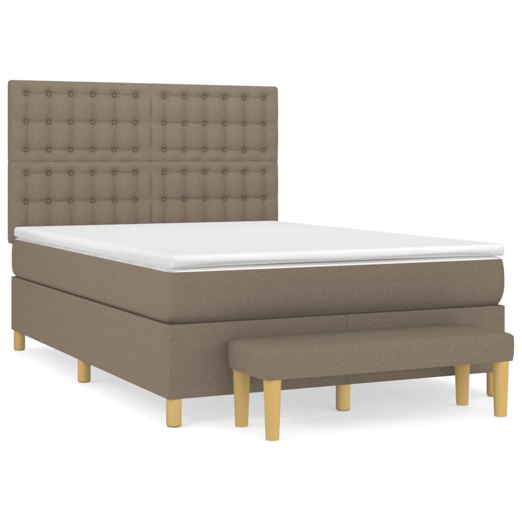 Boxspring met matras stof taupe 140x200 cm is nu te koop bij PeponiXL, paradijselijk wonen!