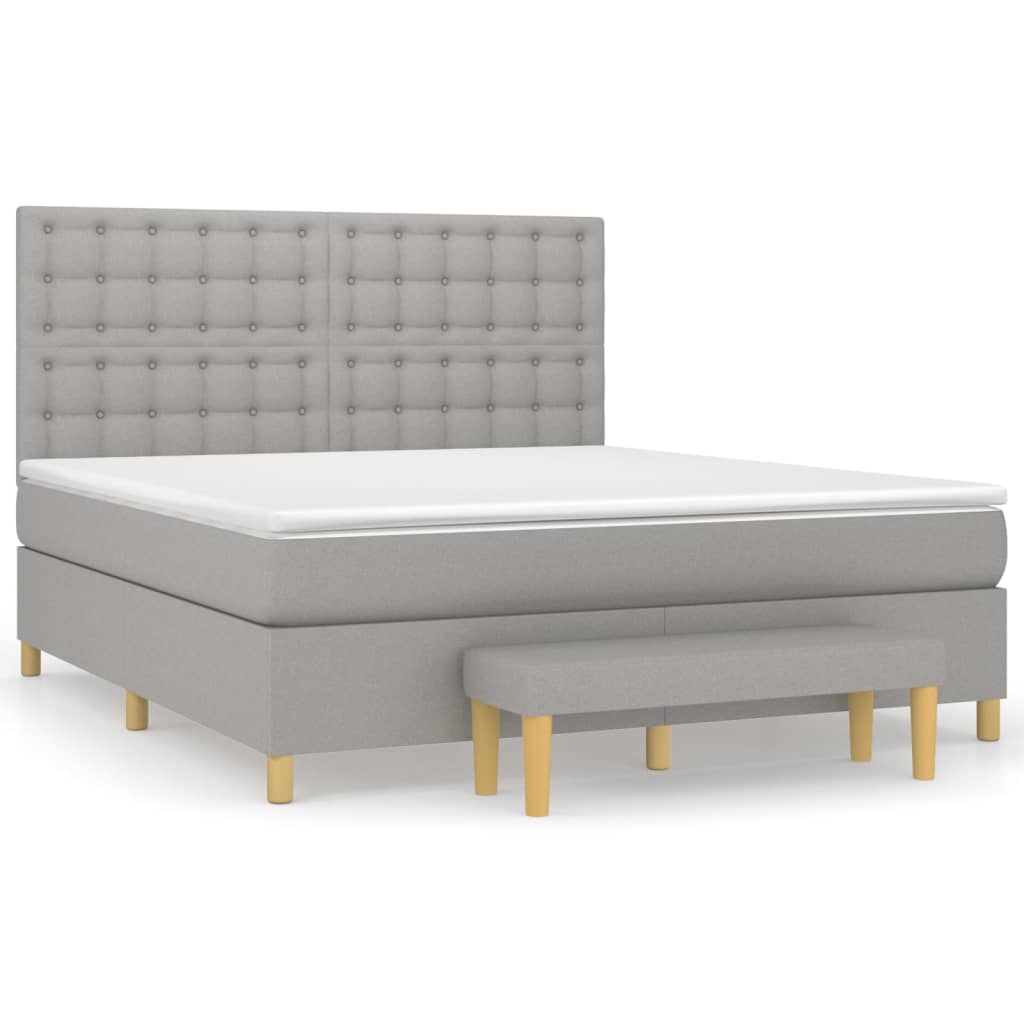 Boxspring met matras stof lichtgrijs 160x200 cm is nu te koop bij PeponiXL, paradijselijk wonen!