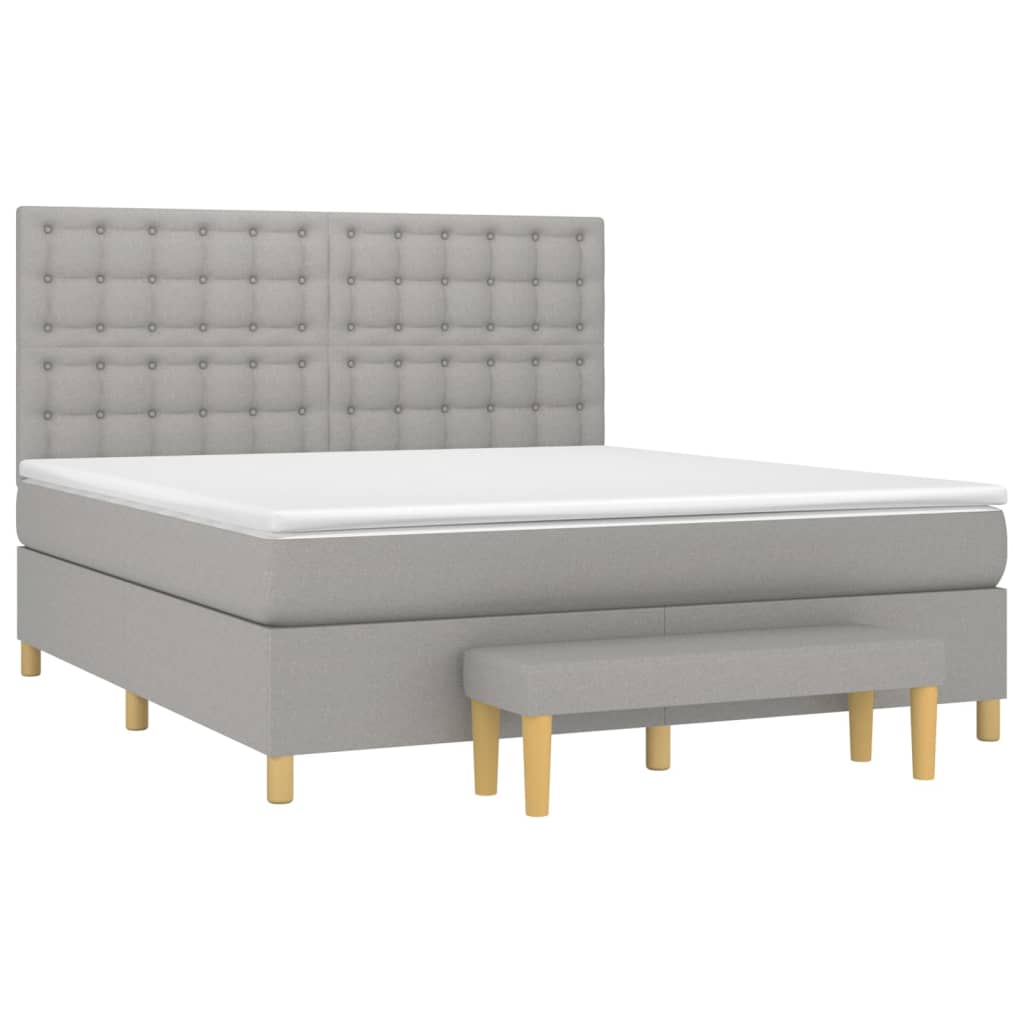 Boxspring met matras stof lichtgrijs 160x200 cm is nu te koop bij PeponiXL, paradijselijk wonen!