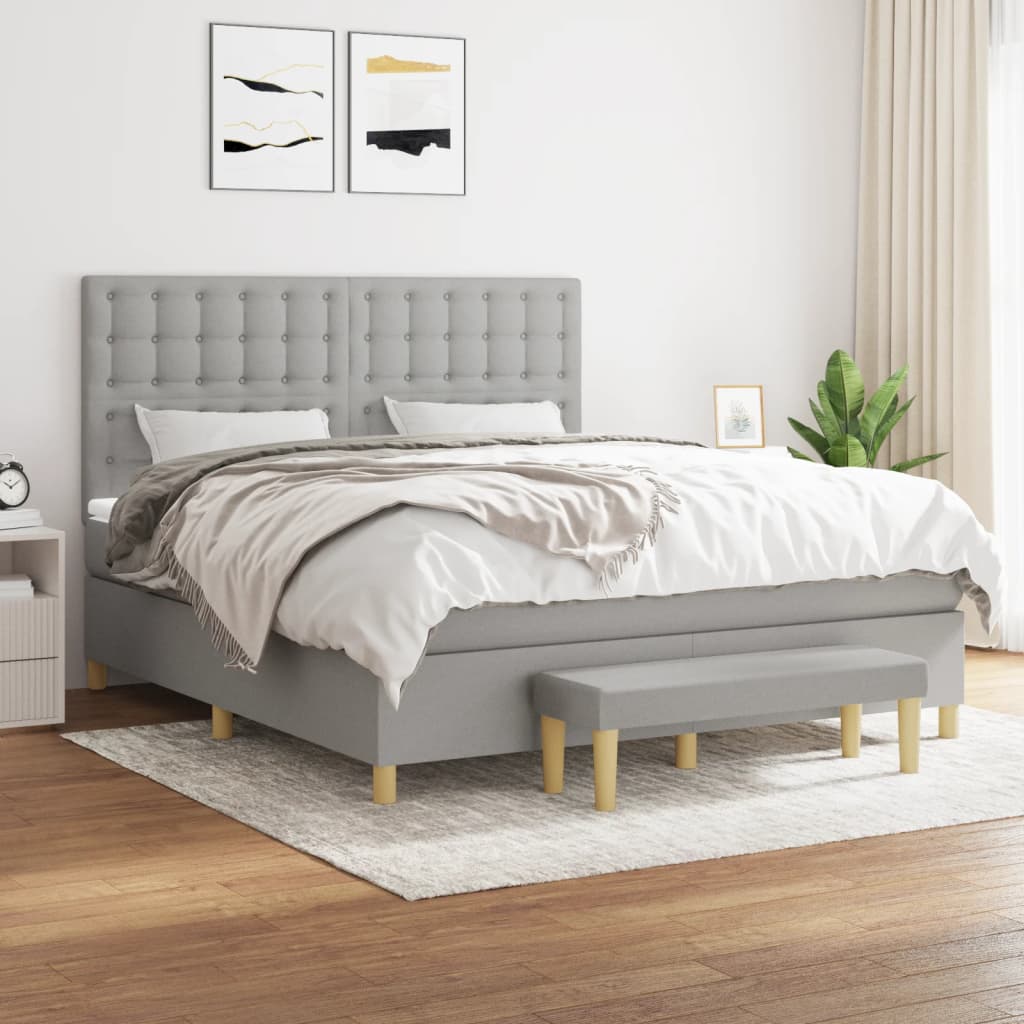 Boxspring met matras stof lichtgrijs 160x200 cm is nu te koop bij PeponiXL, paradijselijk wonen!