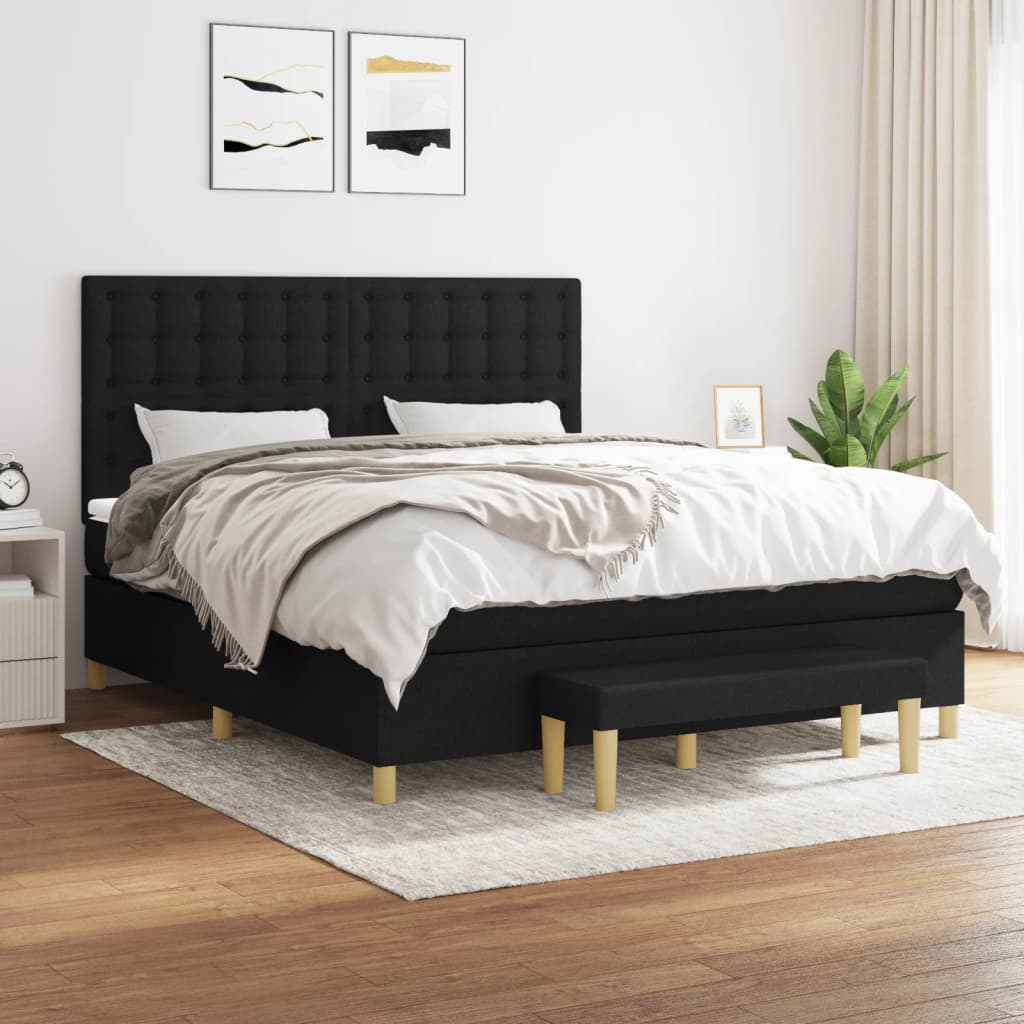 Boxspring met matras stof zwart 160x200 cm is nu te koop bij PeponiXL, paradijselijk wonen!