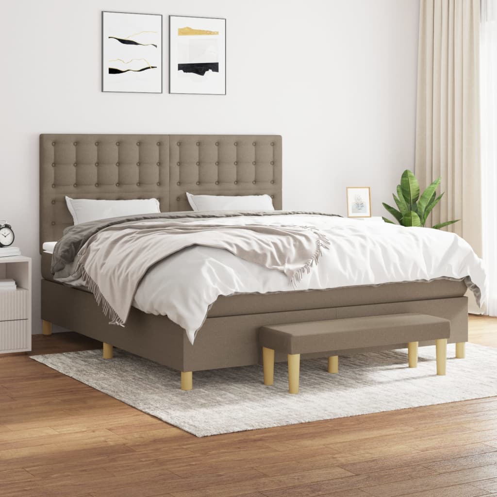 Boxspring met matras stof taupe 160x200 cm is nu te koop bij PeponiXL, paradijselijk wonen!