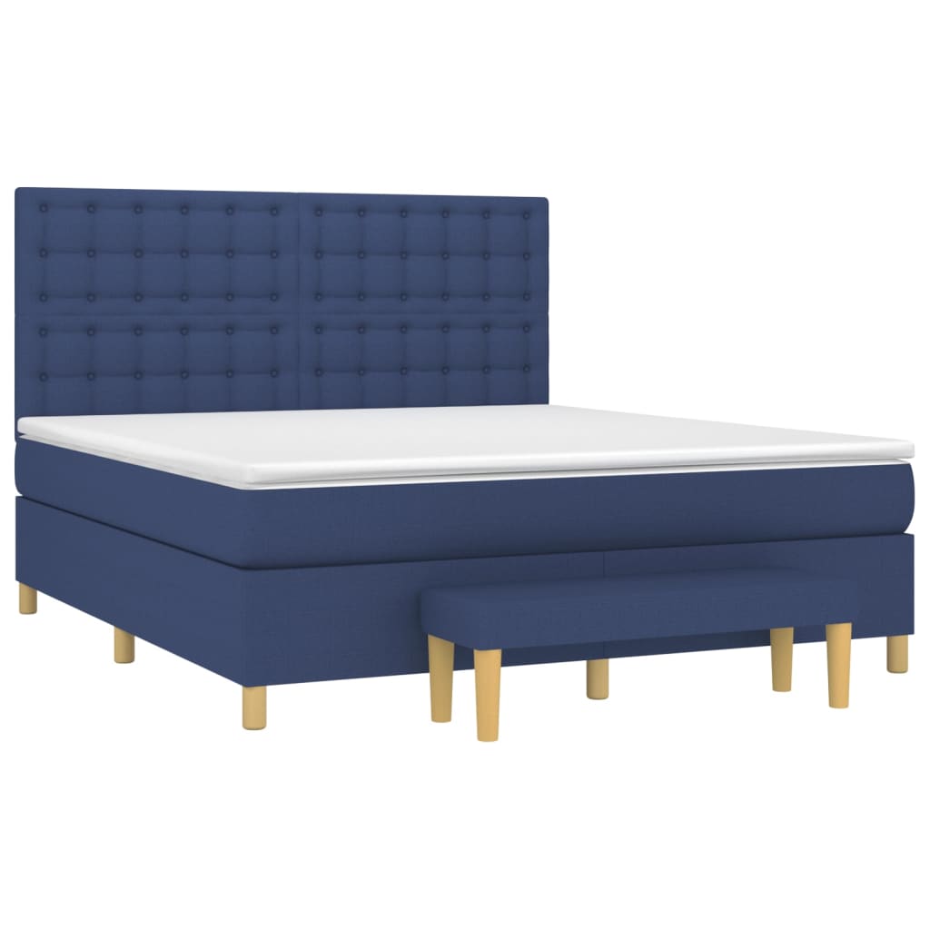 Boxspring met matras stof blauw 160x200 cm is nu te koop bij PeponiXL, paradijselijk wonen!