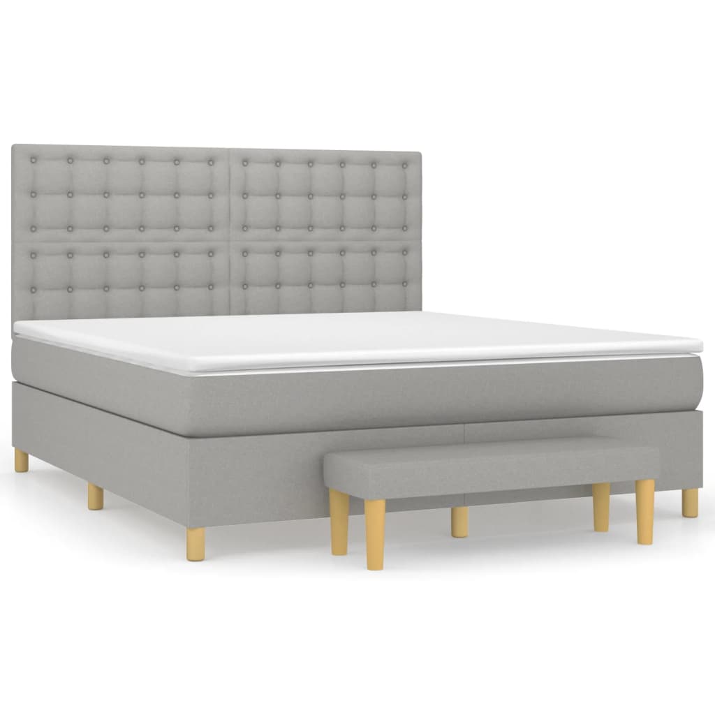 Boxspring met matras stof lichtgrijs 180x200 cm is nu te koop bij PeponiXL, paradijselijk wonen!
