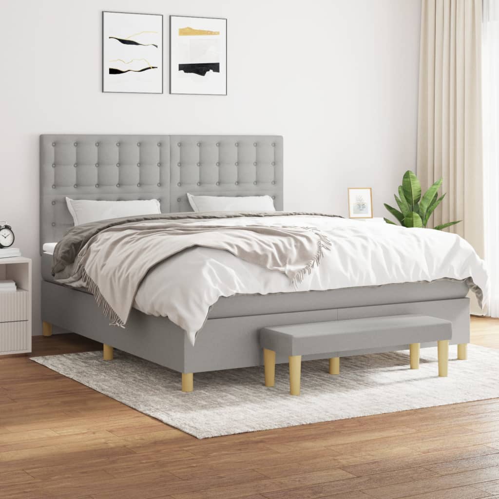 Boxspring met matras stof lichtgrijs 180x200 cm is nu te koop bij PeponiXL, paradijselijk wonen!