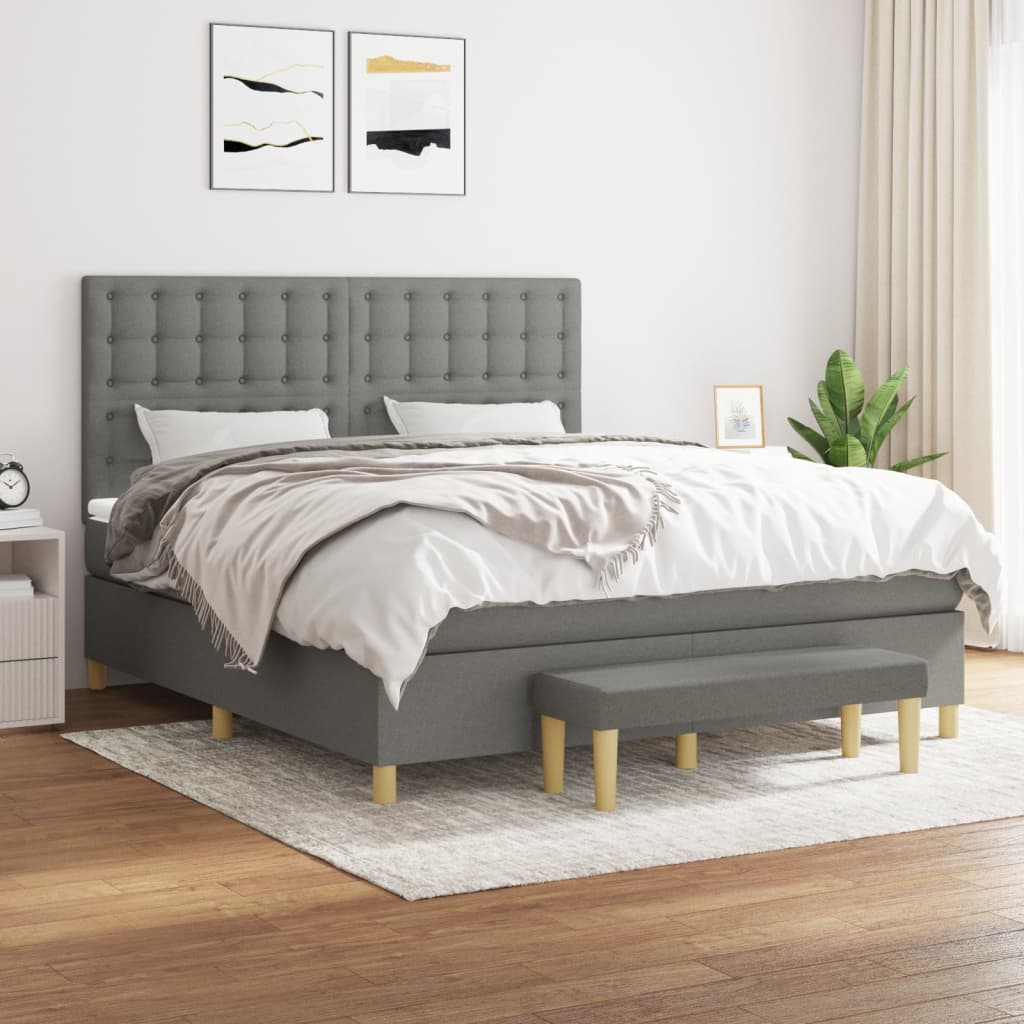 Boxspring met matras stof donkergrijs 180x200 cm is nu te koop bij PeponiXL, paradijselijk wonen!