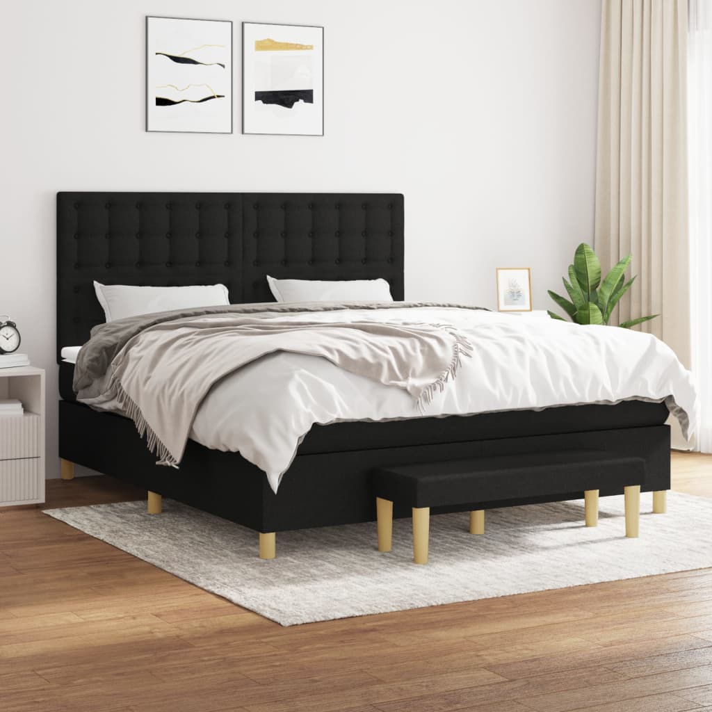 Boxspring met matras stof zwart 180x200 cm is nu te koop bij PeponiXL, paradijselijk wonen!