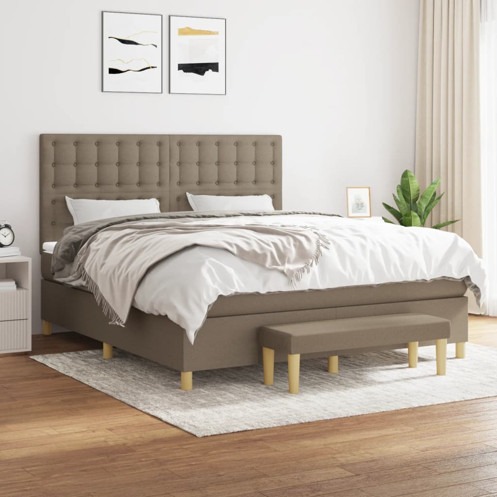 Boxspring met matras stof taupe 180x200 cm is nu te koop bij PeponiXL, paradijselijk wonen!